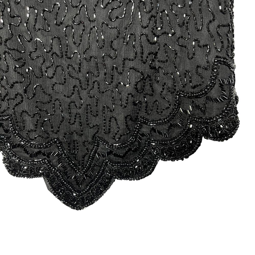 Vintage Stenay Top Black Beaded, Silk Large Sparkle 1980s Glamour - Picture 4 of 7